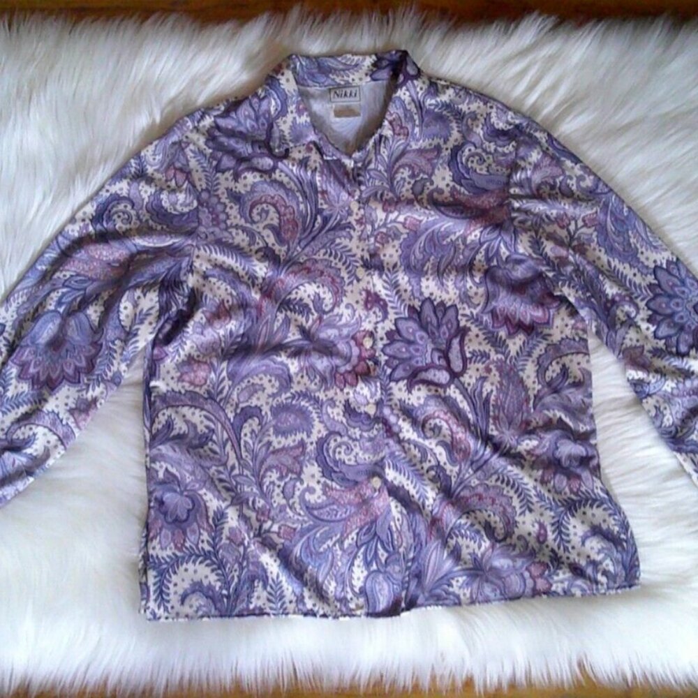 vintage 1970s purple button up shirt